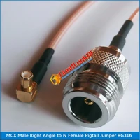 high qualitymcx male right angle 90 degree to n female plug rf connector rg316 pigtail jumper cable low loss