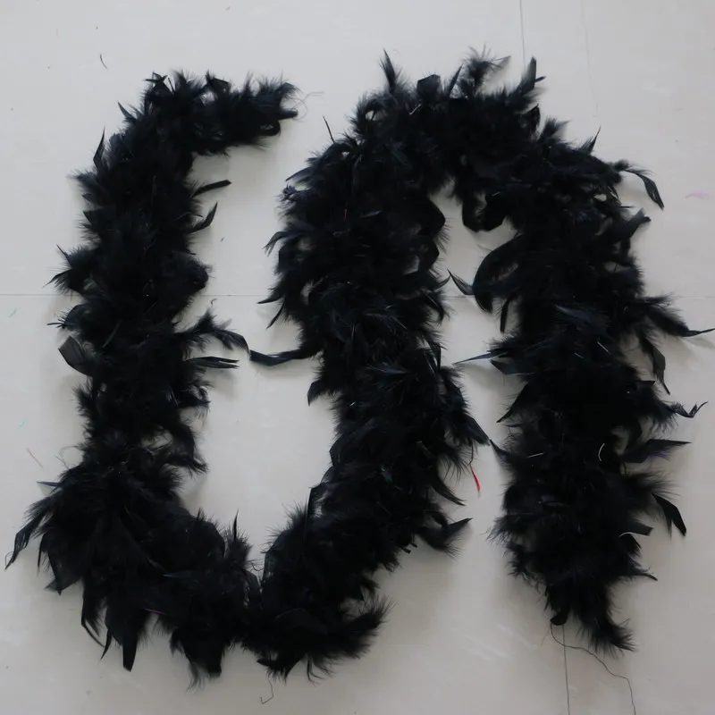 black feather 10 шт 2 м куриное перо полосы цвета боа из пера индейки для свадьбы День рождения вечеринки Свадебные украшения аксессуары одежды - Цвет: black feather