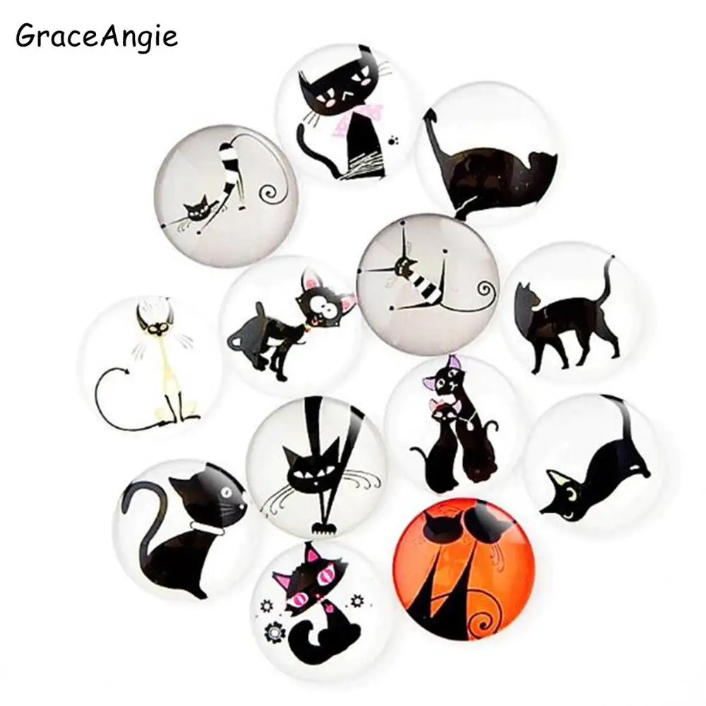 Круглые кабошоны с фланцевой обратной стороной в виде кошки для изготовления