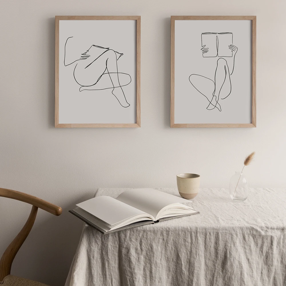 Кофейная Художественная печать абстрактная женщина руки Книга линия рисунок