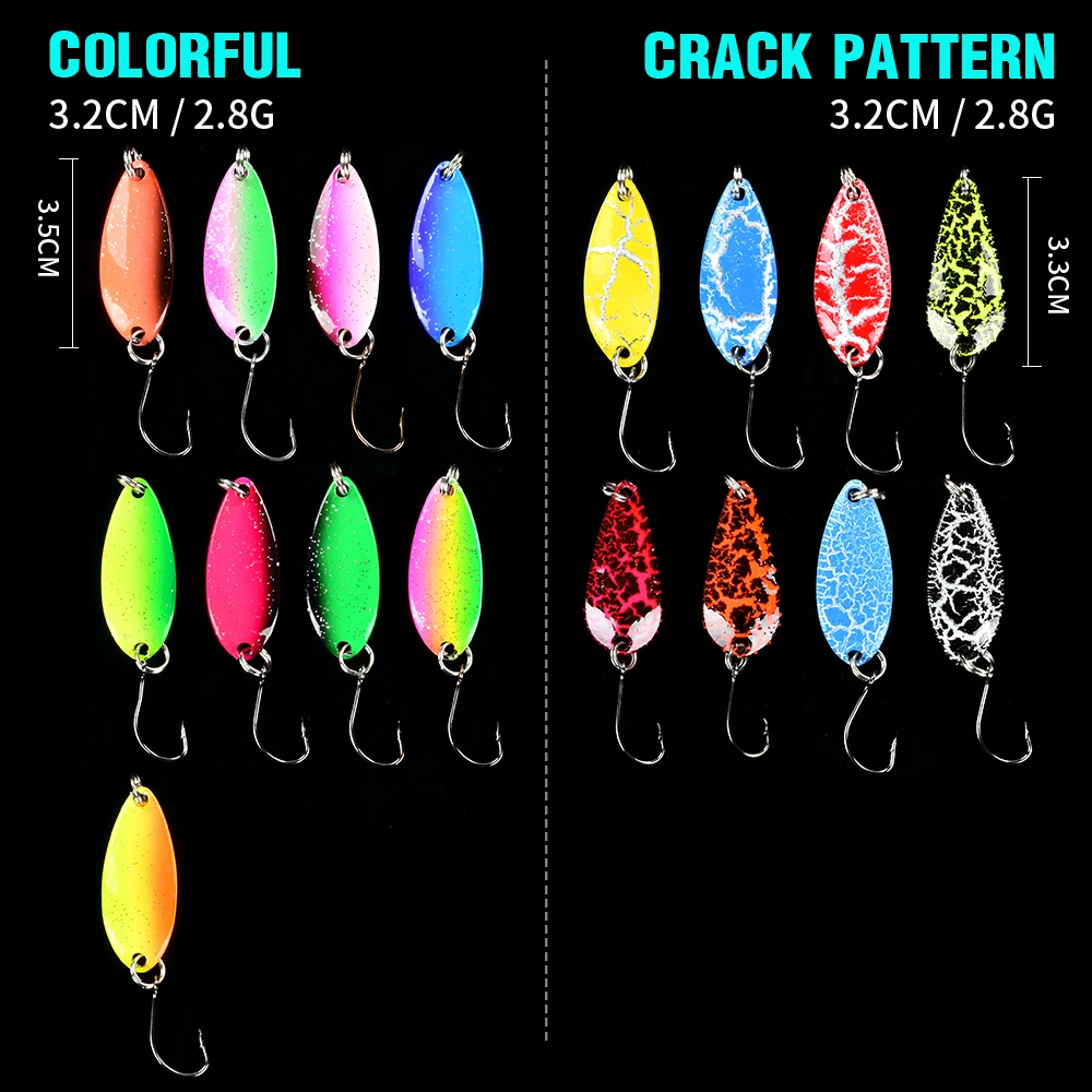 12pcs Spoon Lure Set Fishing Metal Bait For Lake Sea Carp Bass Pike Wobbler Mini Spinner Trout Jig Hard Box Kit Accessories 3g | Спорт и