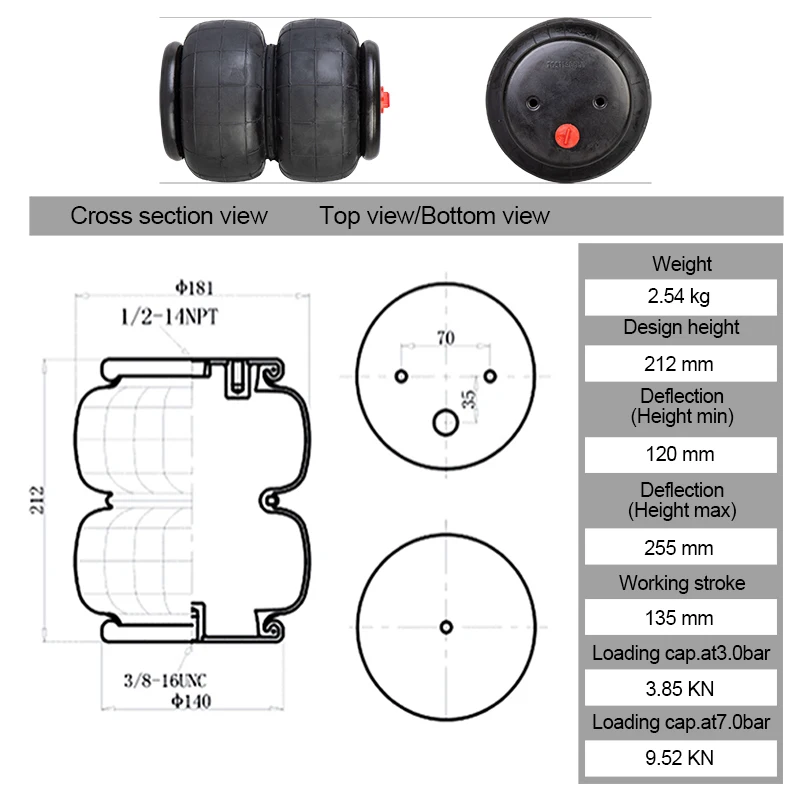 Сумка Air Sleeve 1/2 &quotnpt Однопортовый 2600Ib комплект подвески для пневматической |