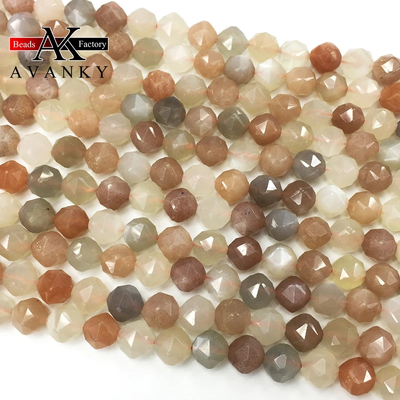 8mm Natural Gem Stone Color Moonstone Beads For Jewelry Making Faceted Round Spacer Beads Diy Bracelets Accessories 15‘’