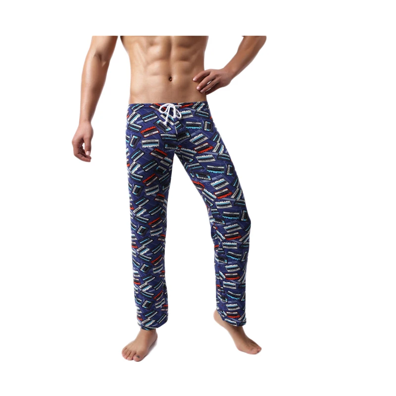 Sleep Bottoms Men's Home Pants Flannel Autumn Winter Warm Sleep Bottoms Male Plus Size Geometric Print Sleepwear Pajama Pants