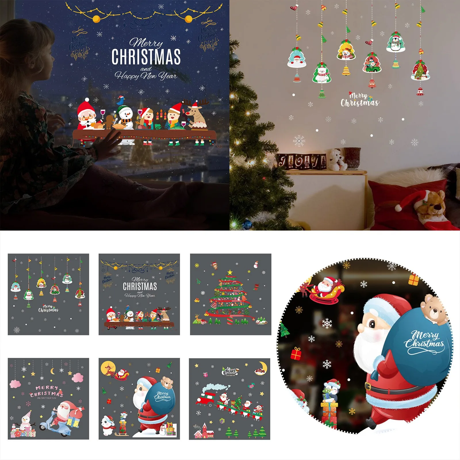 

Christmas Stickers Christmas Static Stickers No Adhesive Stickers Decorations Merry Christmas For Home Decor New Year Stickers
