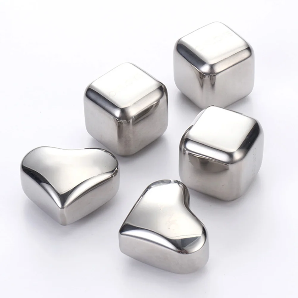 

Stainless Steel Heart Square Shape Ice Cubes Stone Whiskey Drink Beer Cooler