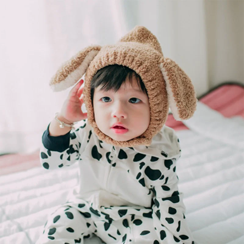 kids Winter Hats Cap for Kids Boys Girls Cute Rabbit Ears Earflaps Russian Hat Warm Bomber Hats for Girl Boy Cotton Snow Cap