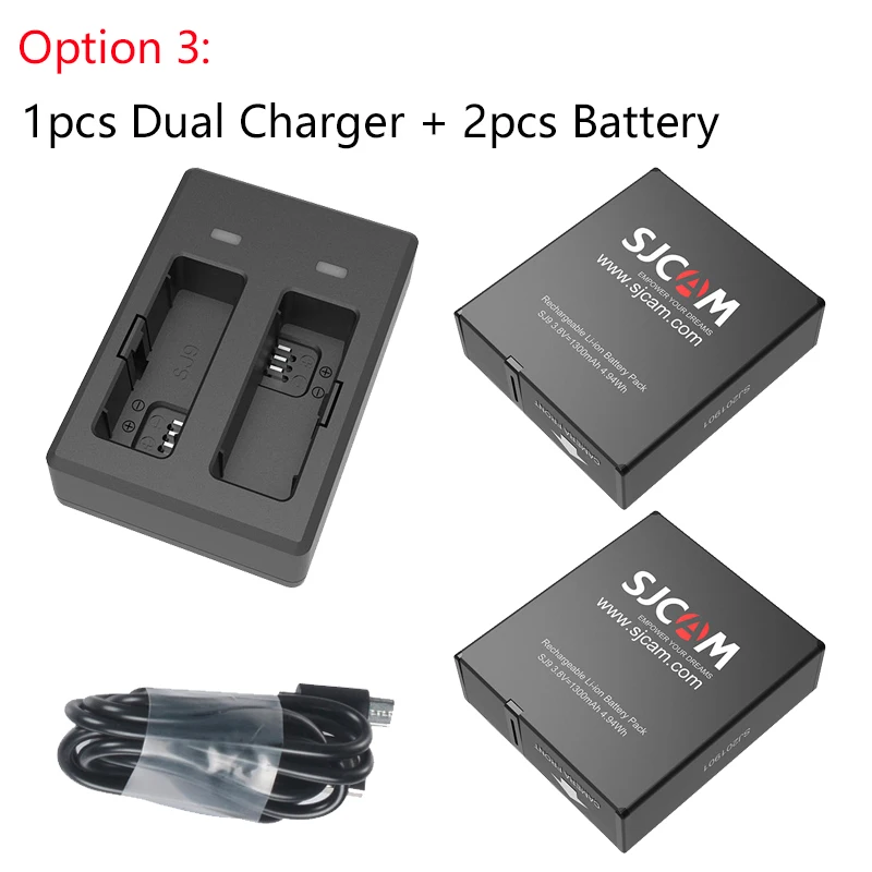 Option 3 SJCAM SJ9 серии Аксессуары двойное зарядное устройство 1300mAh литий-ионная батарея водонепроницаемый чехол Коробка для SJ9 Strike/sj9 Max 4K экшн-камеры - Цвет: Option 3