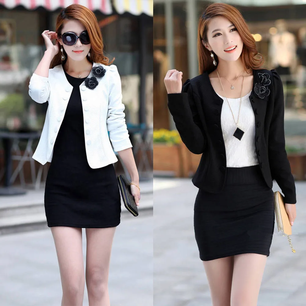 

Women Lady Suit Blazer Work Office Double-Breasted Suit Blazer OL Slim Jacket Coat