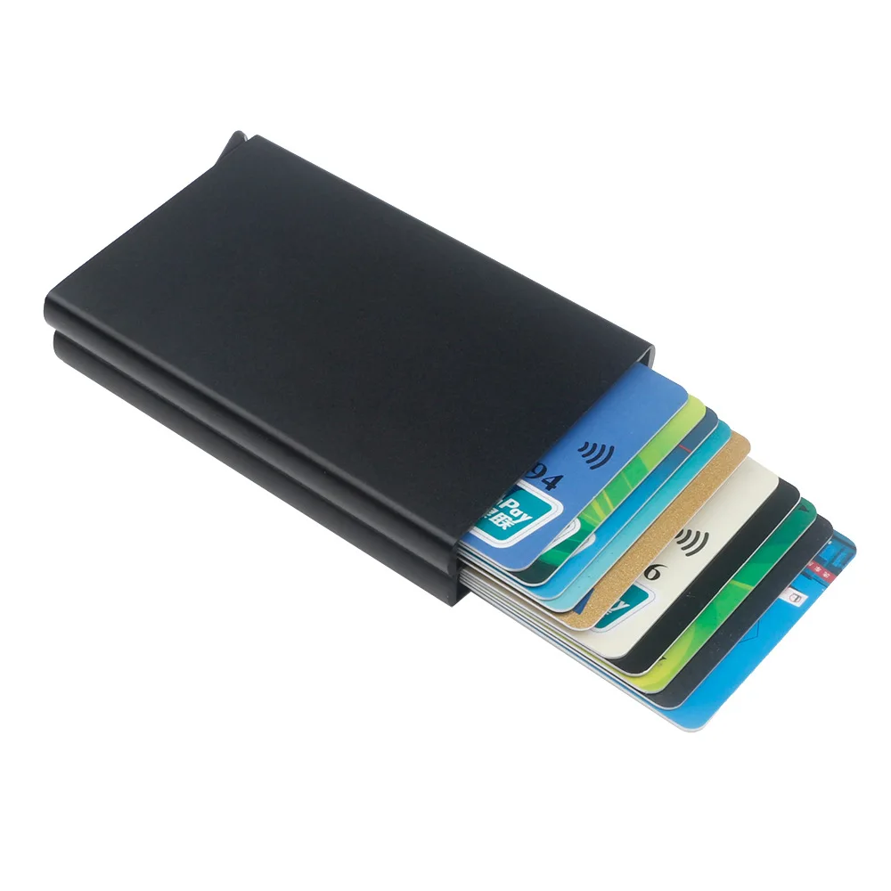 

large-capacity double-layer aluminum alloy card package automatically pops out the RFID shielding anti-theft business card case
