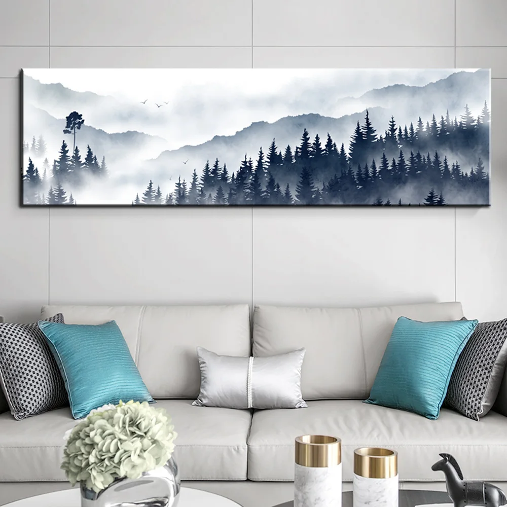 

Nordic Fengshui wall art Scenery poster Golden Moutain Landscape paintings on the wall decoratio Modular pictures painting