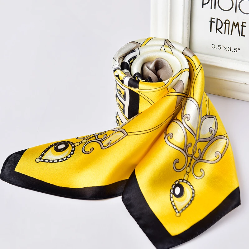 100% натуральный шелковый шарф для женщин шейный платок с принтом квадратный