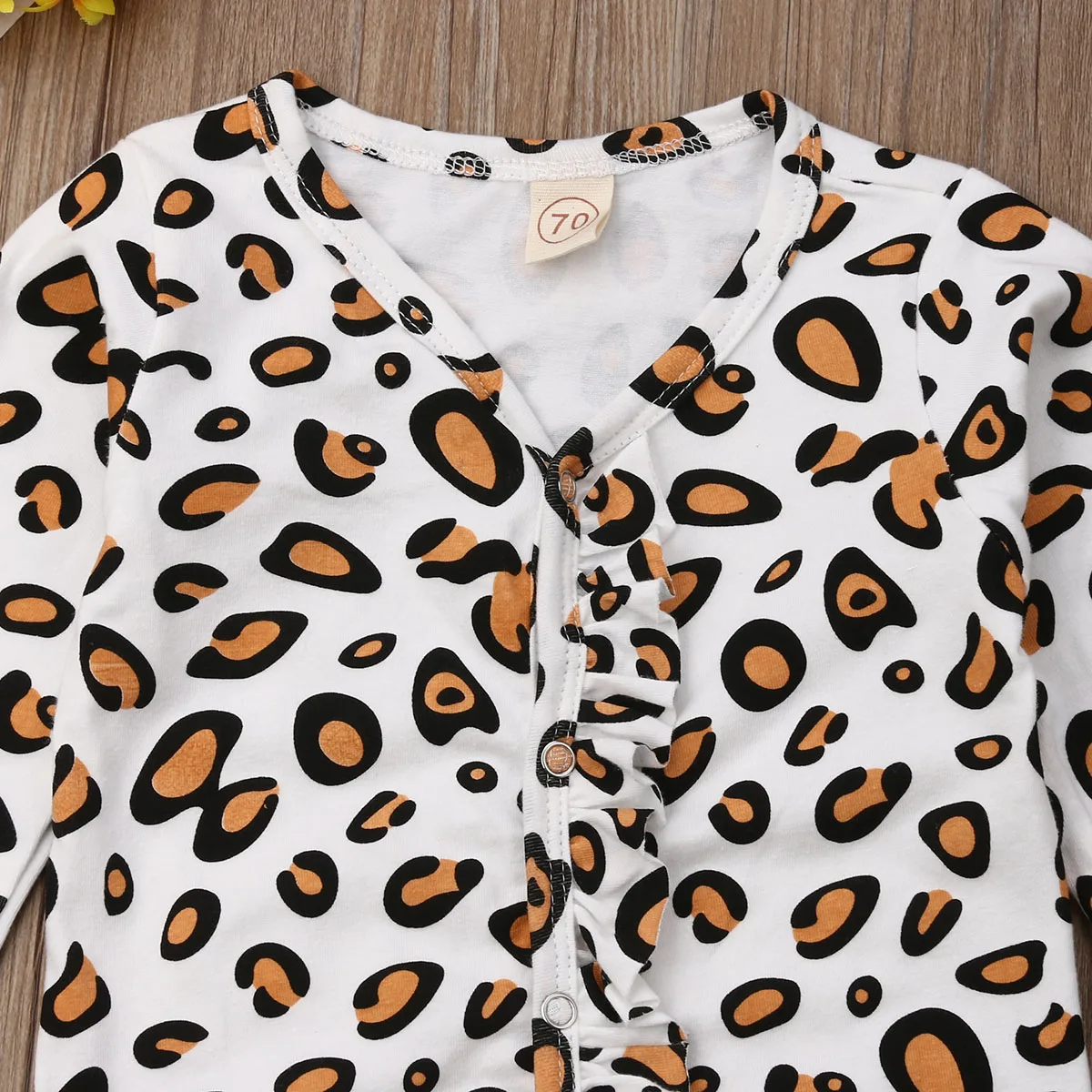 

2020 Newborn Baby Girl Cotton Romper Leopard Spring V-neck Long Sleeve Jumpsuit Clothes Costume Clothing Outfits Cute Sunsuit