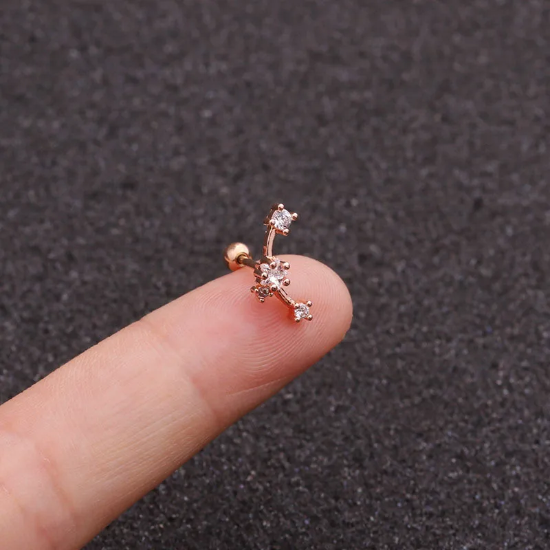 FZHI003201904 20 г пирсинг для уха Cz луна и звезда хрящевая спираль Tragus Conch Rook нержавеющая сталь закручивающаяся задняя часть серьги для ушного хряща - Окраска металла: FZHI003201904