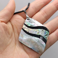 natural shell necklace with rhombus shaped stripe pendant leather cord 2mm charms for elegant women love romantic gift