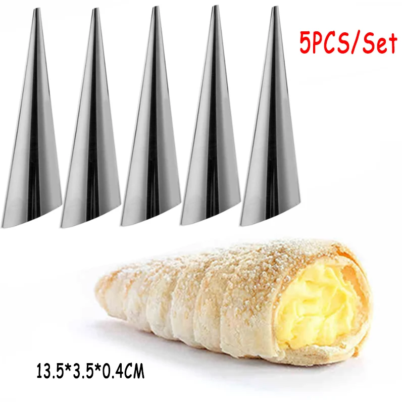 Bevel-5pc 5 шт большие конические трубы конусные рулонные формы из нержавеющей стали спиральные формы для Круассанов Кондитерские крема Роговая формочка для торта, хлеба - Цвет: Bevel-5pc
