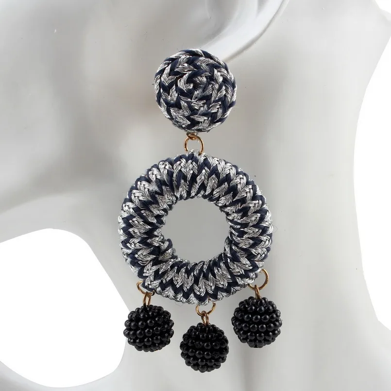 Florosy красочная веревка шелковая нить круглая подвеска висячие серьги для женщин