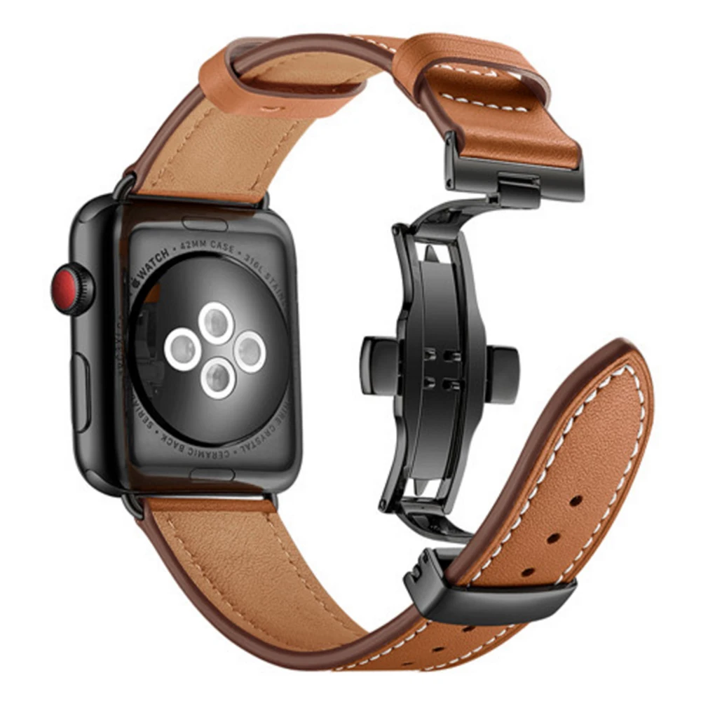 Италия Кожаный ремешок для наручных часов IWatch Apple Watch Series 4/3/2/1 38 мм 40 42 44 застежка