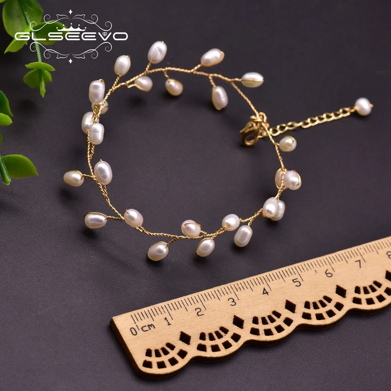 

GLSEEVO 2021 Designer Natural Pearl Tree Branch Adjustable Cute Bracelet ewelry For Party Women Girls Engagement Jewelry GB0227