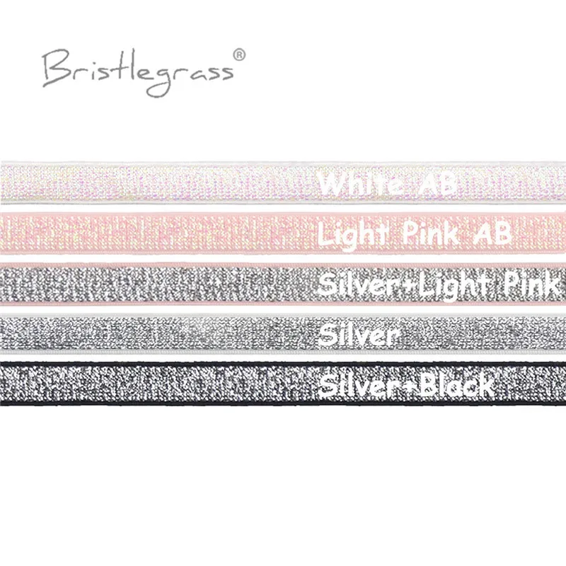 

BRISTLEGRASS Combo 5 Yard 3/8" 10mm Metallic Glitter Non-foldover Elastics Spandex Bands Shoulder Bra Strap Lingerie Sewing Trim