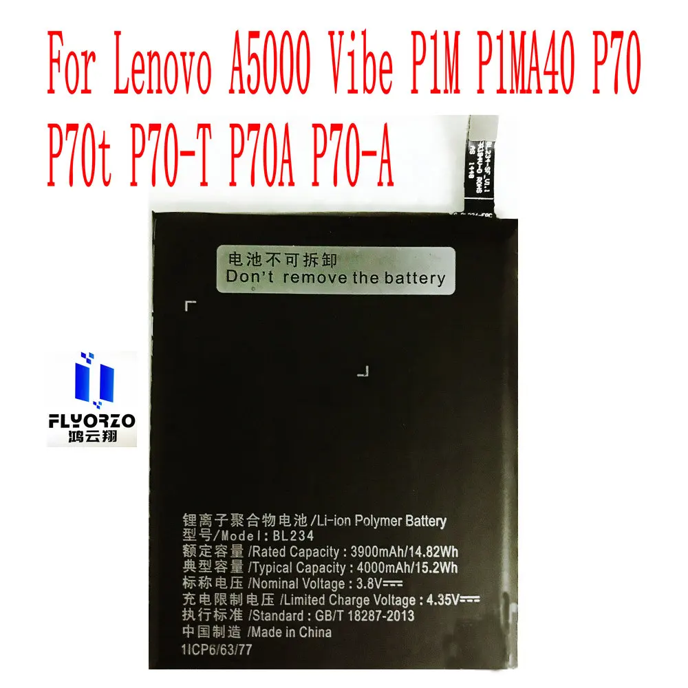 

Brand new High Quality 4000mAh BL234 Battery For Lenovo A5000 Vibe P1M P1MA40 P70 P70t P70-T P70A P70-A Mobile phone