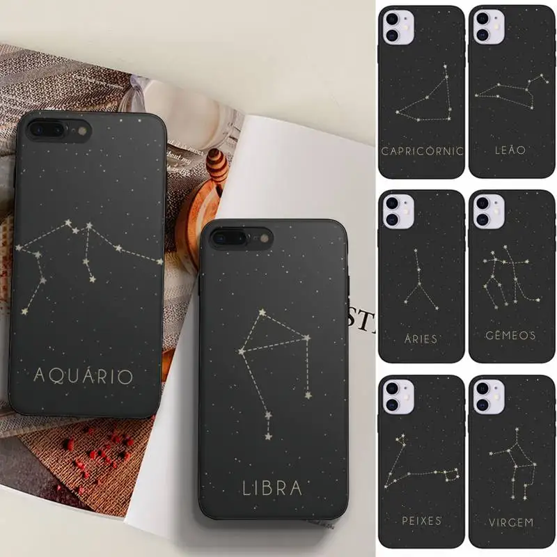 

12 Constellations Zodiac Signs Phone Case Fundas Shell Cover For Iphone 6 6s 7 8 Plus Xr X Xs 11 12 13 Mini Pro Max
