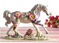 purple and white ceramic horse statue home decor crafts room decoration office vintage ornament porcelain animal figurines gifts