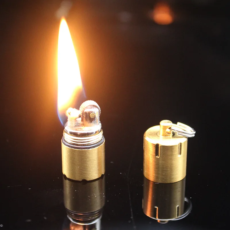

Fiery Pocket Flint Torch Lighter Waterproof Fire Starter Grinding Wheel Free Fire Oil Compact Lighter Key Chain Camping Lighter