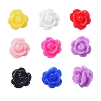 pandahall 50pcs 9x7mm colorful rose flower floral opaque resin drilled beads for earring jewelry accessoreis with 2 holes 1mm