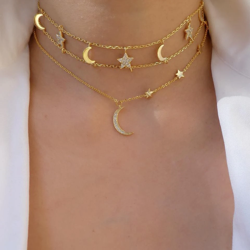 

Женское Ожерелье-чокер со звездами и Луной