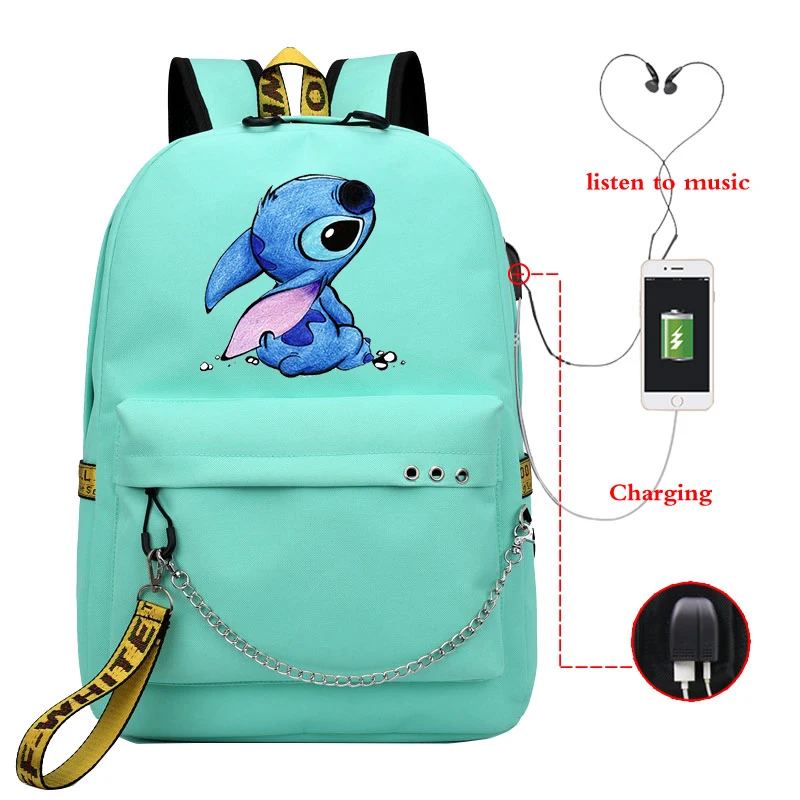 Disney Kawaii сумка на молнии с usb-зарядкой Mochila вместительный рюкзак для женщин Kpop