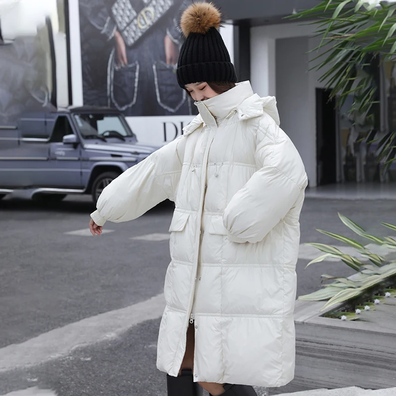 

Зимняя женская пуховая куртка, Женское пальто в Корейском стиле, длинная модная Осенняя белая одежда, Женское пальто, манто для женщин 2021 ...