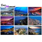 Современная картина с кристаллами Ever Moment, наборы для вышивки крестиком, украшение для спальни, путешествия, приморский город, пейзаж, закат, 5D ASF2359