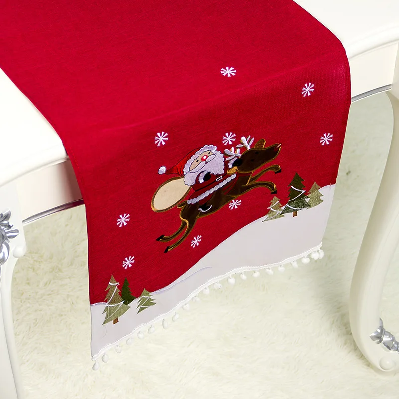

Christmas Table Cloth Cover Kitchen Desk Embroidered Runner Home Decoration Anti-Dust Living Room Dining Tablecloth