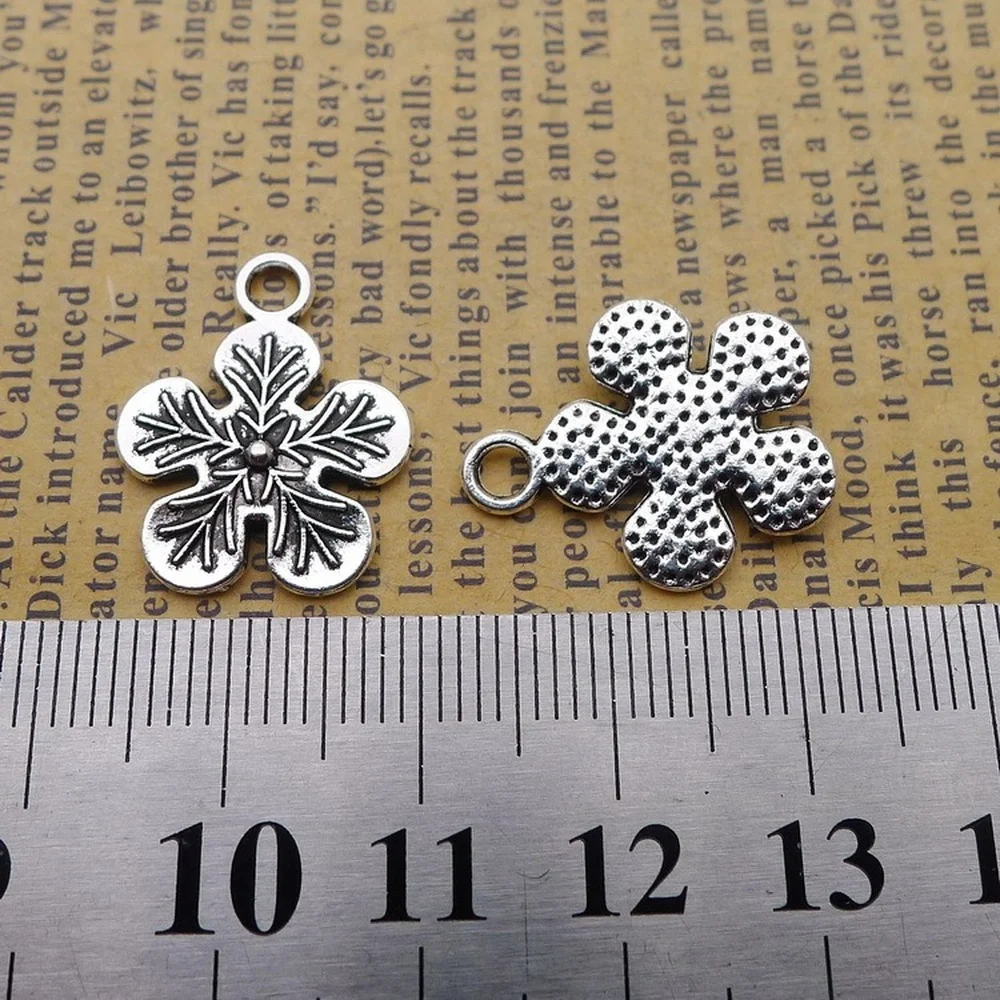

150pcs Flower Charms 17mm x 20mm DIY Jewelry Making Pendant Antique Silver Color