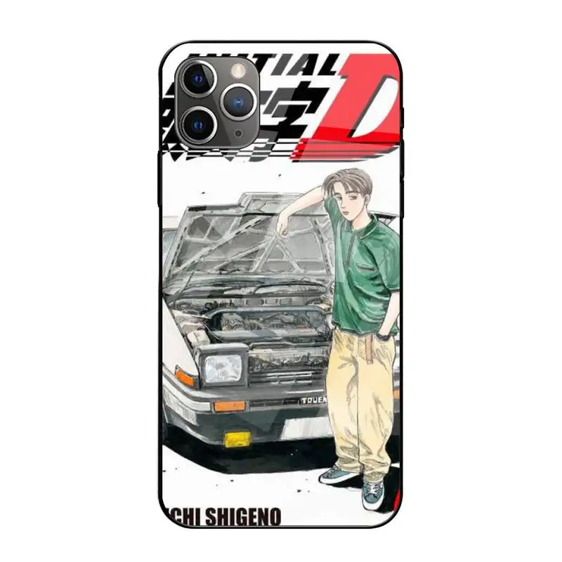 

ZFGHSHYQ Initial D Phone Case Tempered Glass For Iphone6plus 6S 7 7plus 8 X XS XSmax XR 11 12 Pro Max 12mini