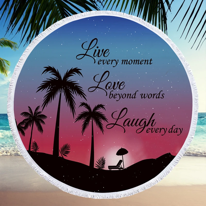 Пляжное полотенце из микрофибры для взрослых и детей с надписью пейзажным узором