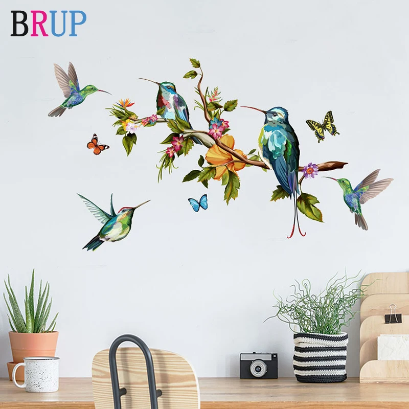 Наклейки на стену с изображением мультяшных попугаев птиц для детской комнаты