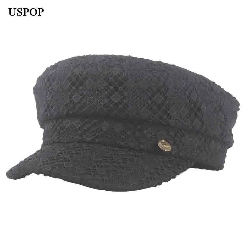 USPOP женские шляпы белые черные кружевные кепки газетчика модные с козырьком