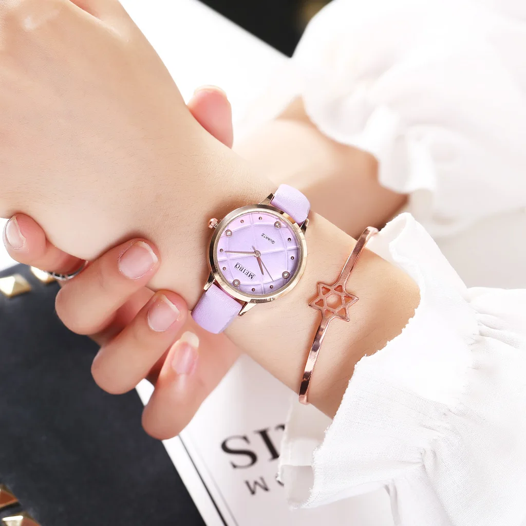 Лидер продаж модные женские часы кожаные простые для девушек Reloj Mujer|Женские