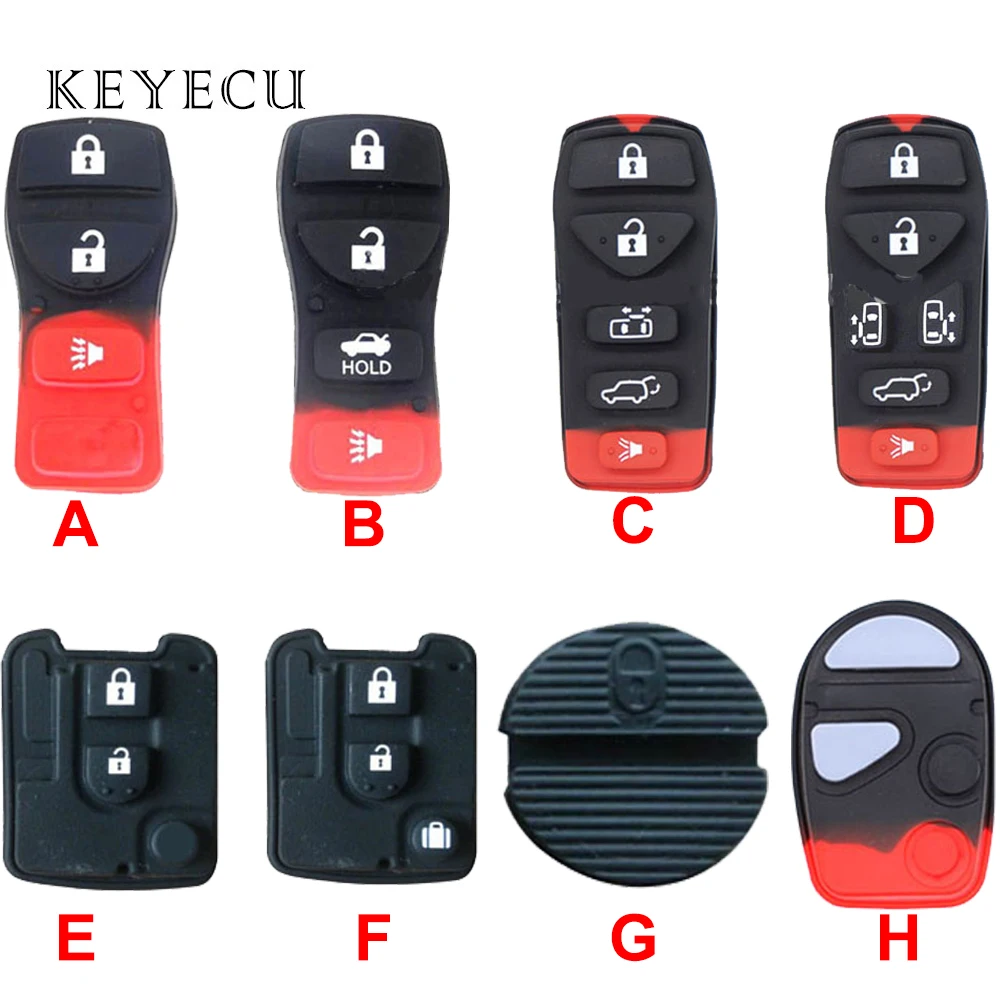 Keyecu 50 шт. мягкая резиновая накладка 2 3 4 5 6 кнопок для Nissan Micra Almera Primera XTrail Maxima Sentra NV200