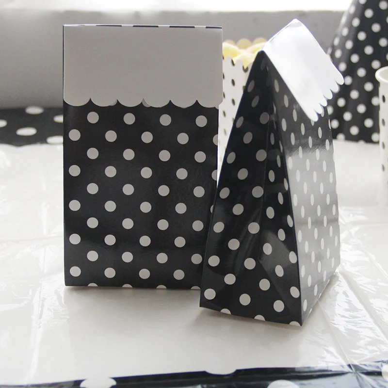 gift bag 6pcs Черное пятно одноразовые наборы посуды тарелка и чашка для вечеринки Nakpins соломенные вечерние столовые приборы для украшения на свадьбу на день рождения вечерние принадлежности - Цвет: gift bag 6pcs
