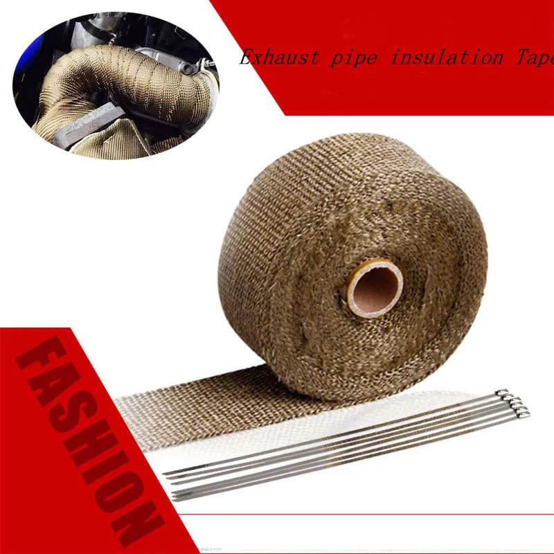 

Basalt insulation cloth Titanium gold fiber insulation tape for Auto motorcycle Exhaust pipe insulation fibric belt