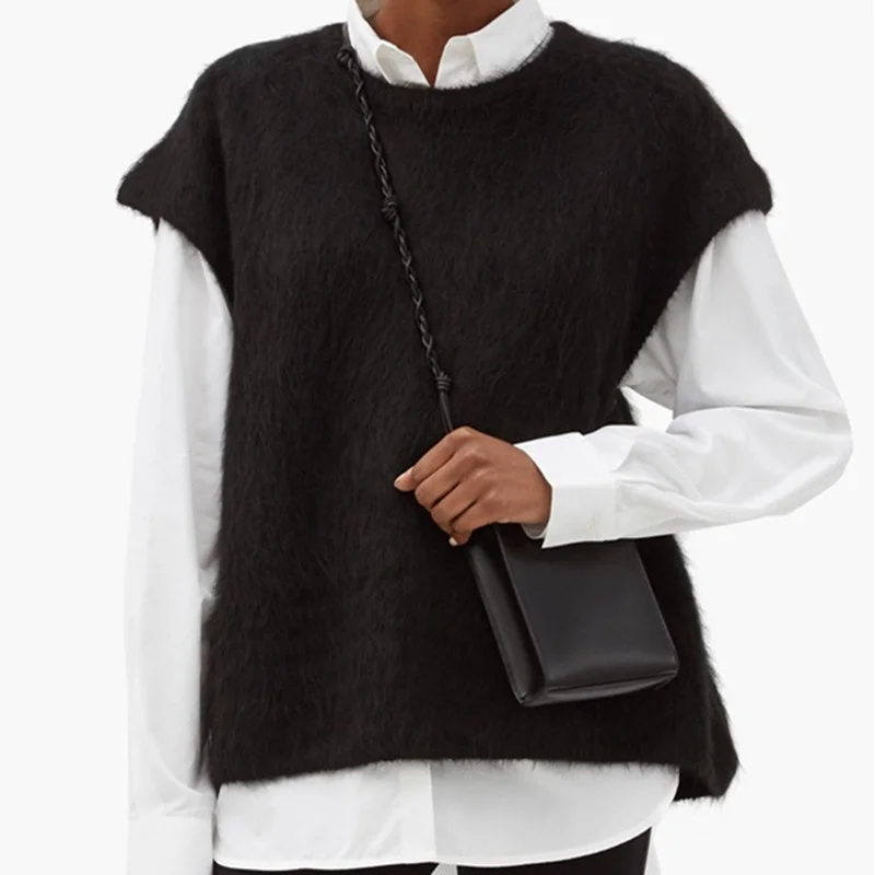 

Женский вязаный свитер-жилет, свободный трикотажный пуловер без рукавов для ранней весны, 2021