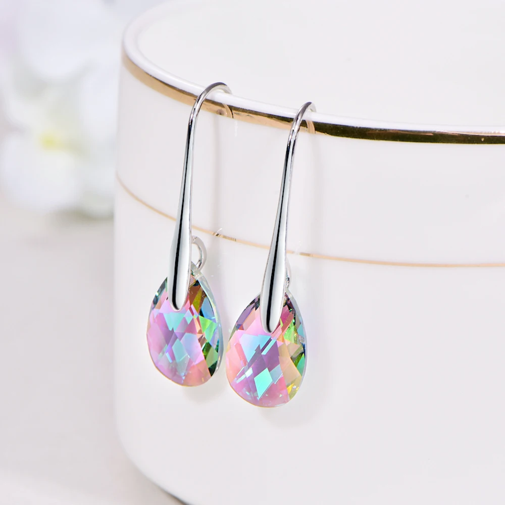 Серьги-капли с кристаллами Swarovski для женщин, новая мода, Золотой пирсинг, висячие серьги, свадебные украшения, подарок для девушек