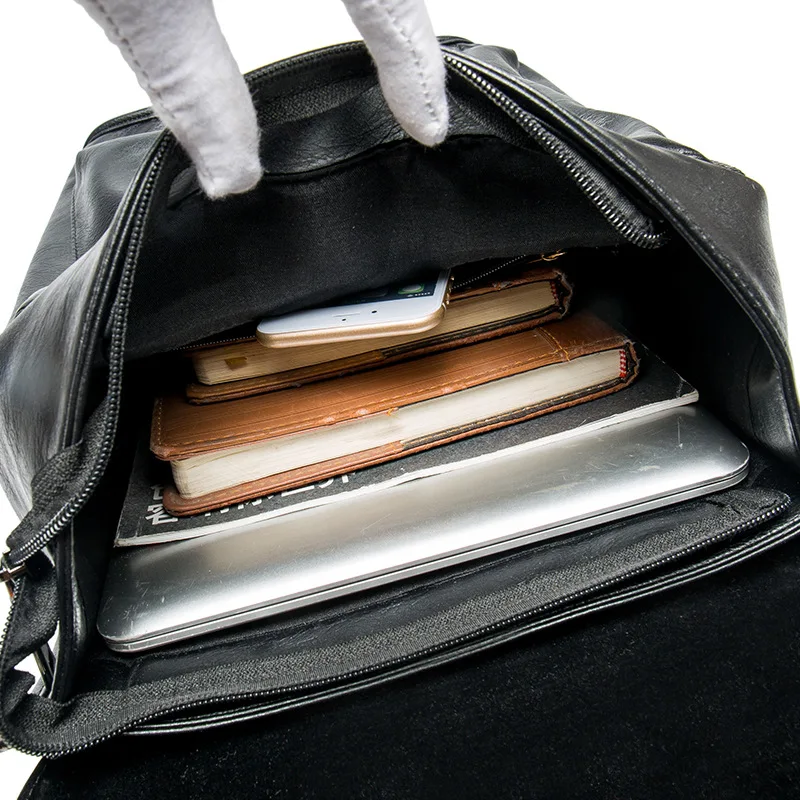 Мужской кожаный рюкзак из ПУ кожи водонепроницаемый деловой для ноутбука 14