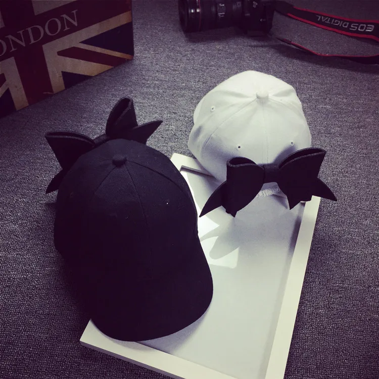 Бейсболки женский Harajuku бантом casquette регулируемая хип хоп сплошной цвет Бейсболка