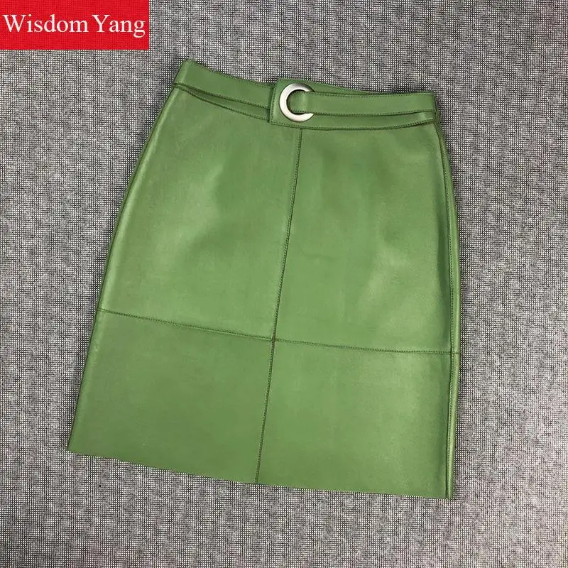 Юбка-карандаш женская из овечьей кожи с высокой талией | Женская одежда