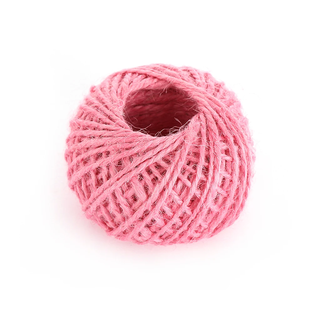 Pink 30m 30/50/100 м натуральный в декорированном мешковиной горшке гессенской джутовый шнур-шпагат пеньковая веревка шнур подарочная упаковка строки Свадебная вечеринка DIY декоративный пеньковой веревкой - Цвет: Pink 30m