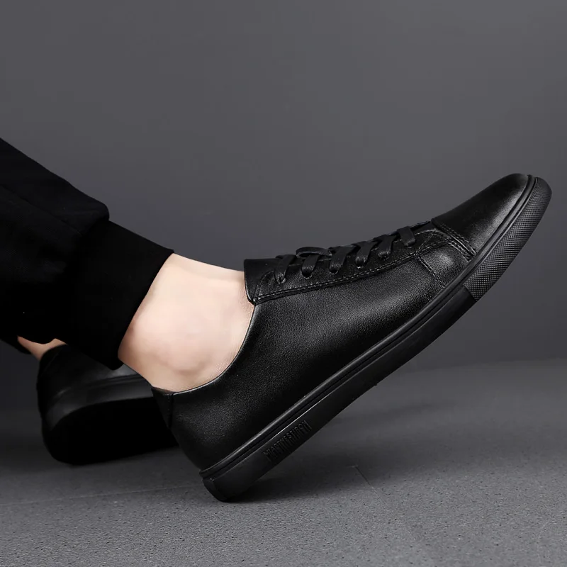 Кроссовки мужские из натуральной кожи повседневная весенняя обувь на шнуровке